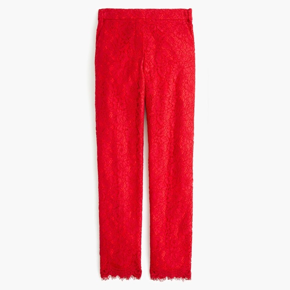 J. Crew Pants - JCREW | HIGH RISE RED LACE STRAIGHT LEG HOLIDAY CHRISTMAS TROUSER PANTS